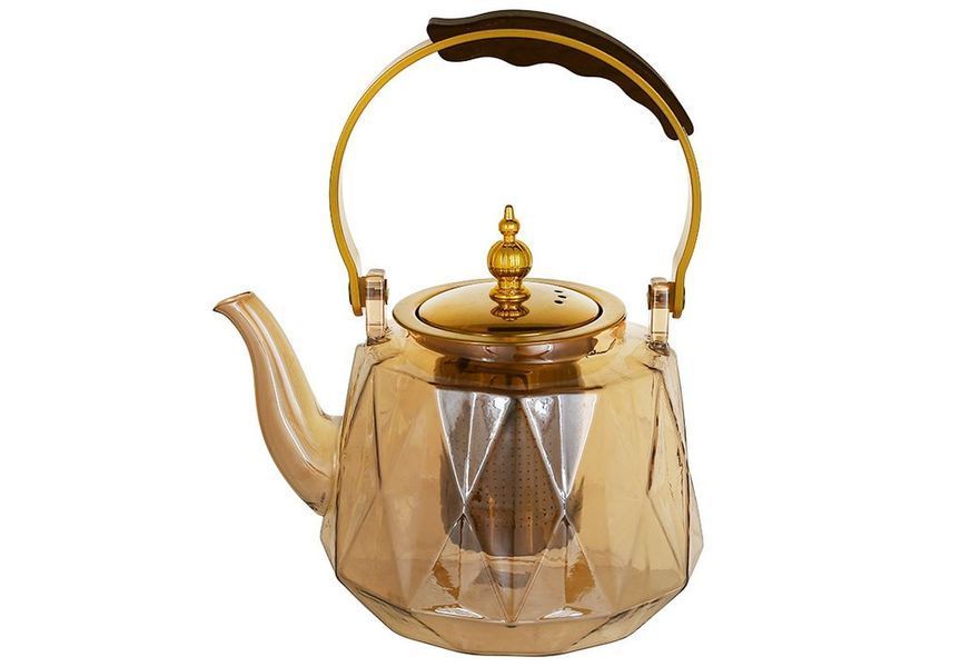 Чайник скляний &ldquo;Amber Romb&rdquo;, 1200 мл &ndash; заварювальний чайник з металевим фільтром 992-493 фото