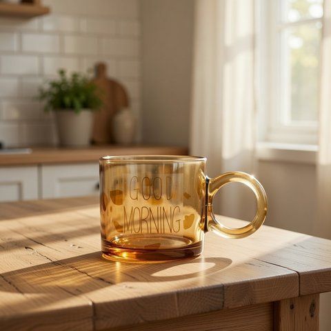 Скляна чашка &laquo;Good Morning&raquo; бурштинова, прозора, 270 мл 9106-008 фото
