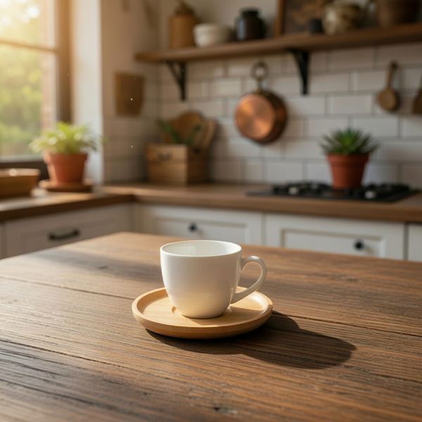Набір порцелянових чашок з бамбуковими блюдцями "Coffee", 100 мл&times;6 шт 289-423 фото