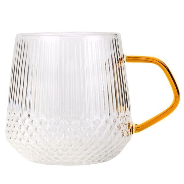 Чашка &laquo;Crystal Amber&raquo; з боросилікатного скла, 400 мл, прозора з бурштиновою ручкою 9142-019 фото