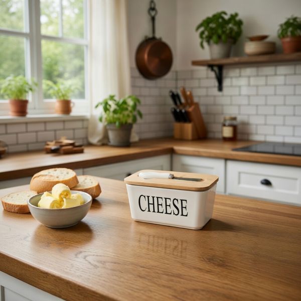 Сирниця керамічна з ножем &ldquo;Cheese&rdquo;, 17.5 см 102-1258 фото