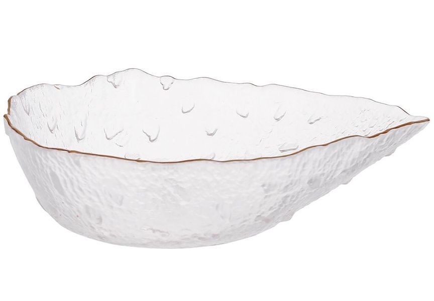 Салатник скляний &ldquo;Drop&rdquo; 20,5&times;15&times;5 см, прозорий із золотим обідком 992-071 фото