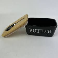 Маслянка керамічна з ножем &ldquo;Butter&rdquo;, чорна, 17.5 см О8030-144-1 фото