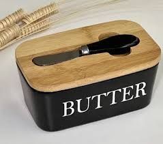 Маслянка керамічна з ножем &ldquo;Butter&rdquo;, чорна, 17.5 см О8030-144-1 фото