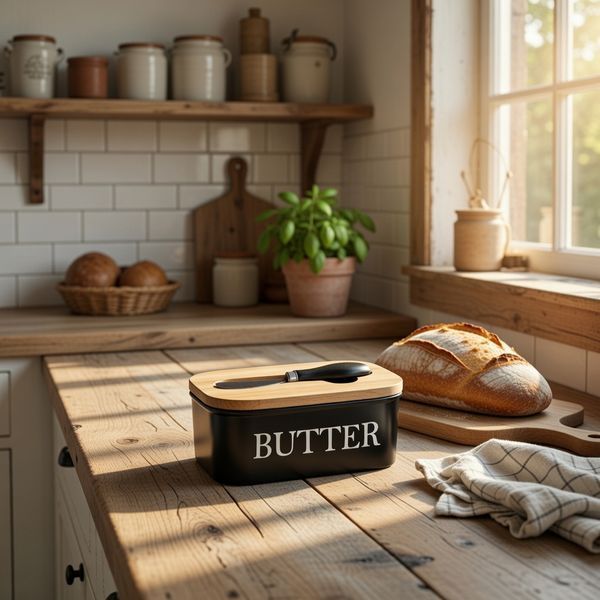 Маслянка керамічна з ножем &ldquo;Butter&rdquo;, чорна, 17.5 см О8030-144-1 фото