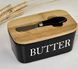 Маслянка керамічна з ножем &ldquo;Butter&rdquo;, чорна, 17.5 см О8030-144-1 фото 3
