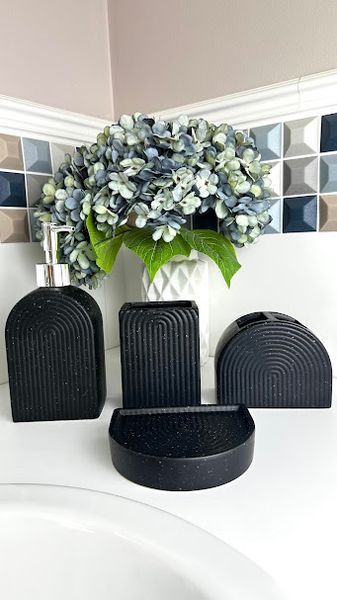 Набір для ванної &ldquo;Black ceramics&rdquo; &ndash; 4 предмети, чорний 9117-003 фото